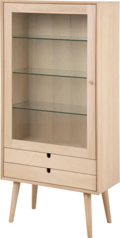 Vitrinekast Dysta Eikenfineer Wit 143cm - Giga Living