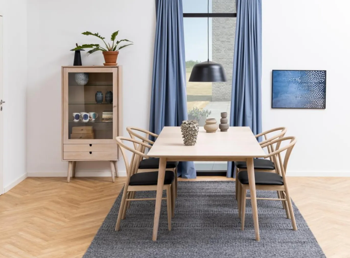 Vitrinekast Dysta Eikenfineer Wit 143cm - Giga Living