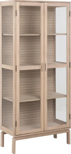 Vitrinekast Klevik Eikenfineer Wit 180cm - Giga Living