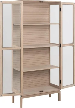 Vitrinekast Klevik Eikenfineer Wit 180cm - Giga Living