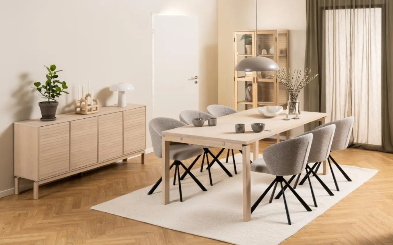 Vitrinekast Klevik Eikenfineer Wit 180cm - Giga Living