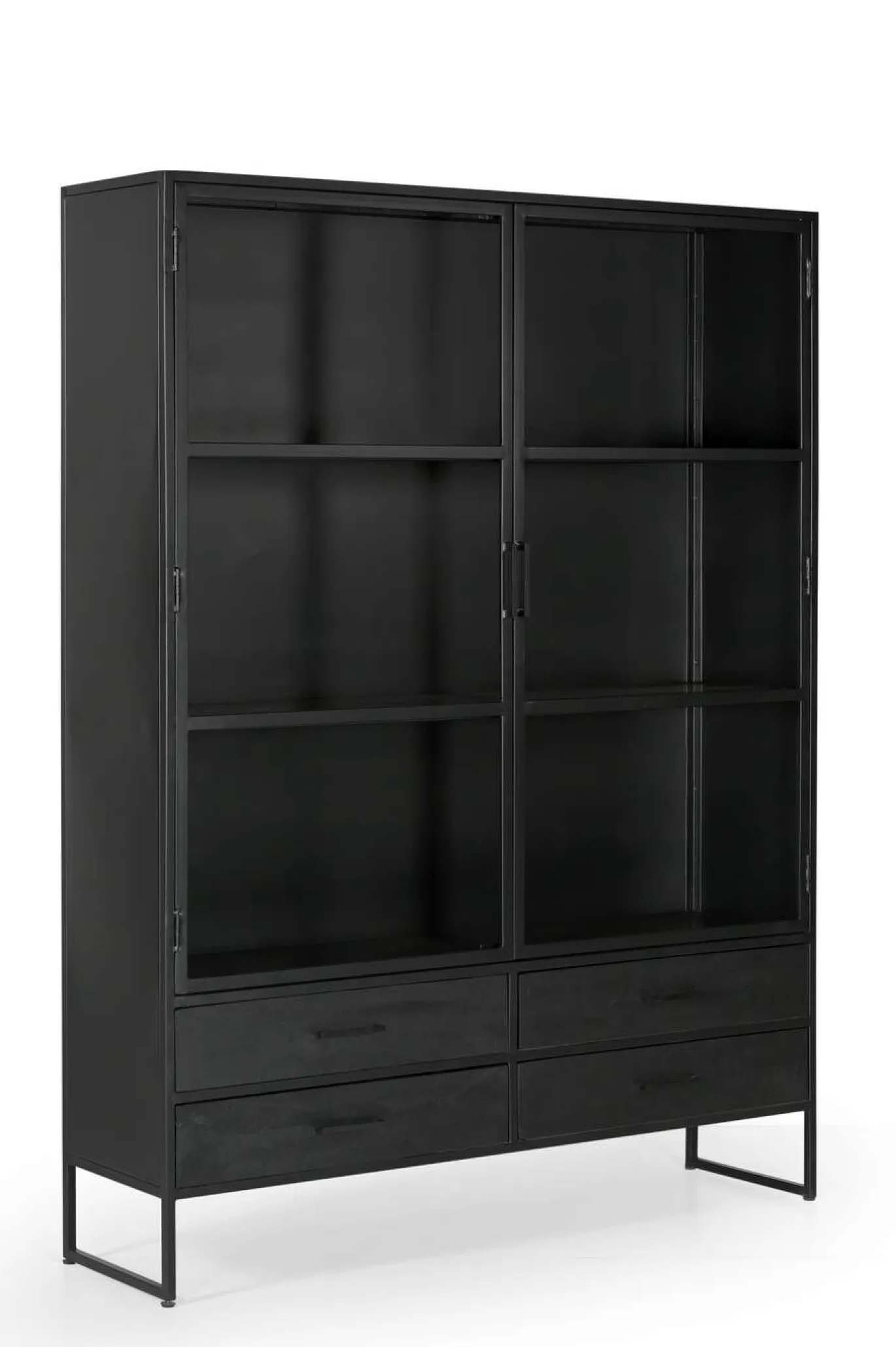 Vitrinekast Marijn Zwart 150cm - Giga Meubel