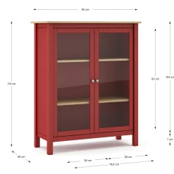 Vitrinekast Misti 2d Burgundy/eiken - Giga Meubel