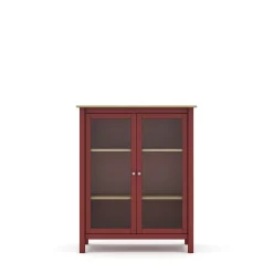 Vitrinekast Misti 2d Burgundy/eiken - Giga Meubel