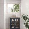 Vitrinekast Misti 2d Navy Blauw/eiken - Giga Meubel