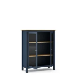 Vitrinekast Misti 2d Navy Blauw/eiken - Giga Meubel
