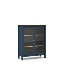 Vitrinekast Misti 2d Navy Blauw/eiken - Giga Meubel