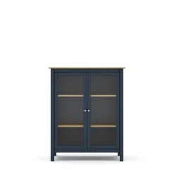 Vitrinekast Misti 2d Navy Blauw/eiken - Giga Meubel