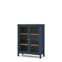 Vitrinekast Misti 2d Navy Blauw/eiken - Giga Meubel