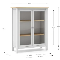 Vitrinekast Misti 2d Wit/eiken - Giga Meubel