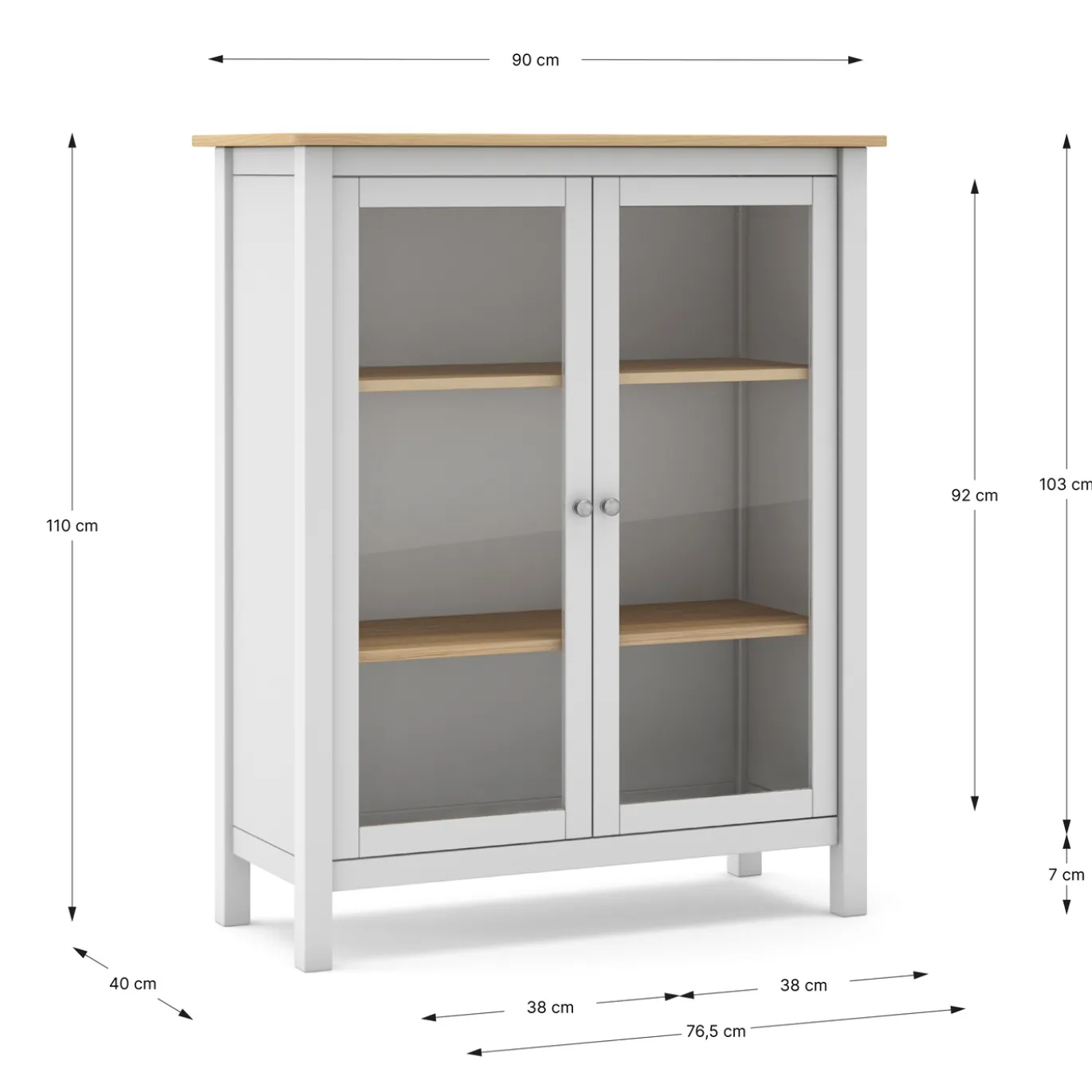 Vitrinekast Misti 2d Wit/eiken - Giga Meubel