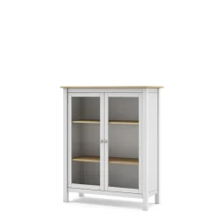 Vitrinekast Misti 2d Wit/eiken - Giga Meubel