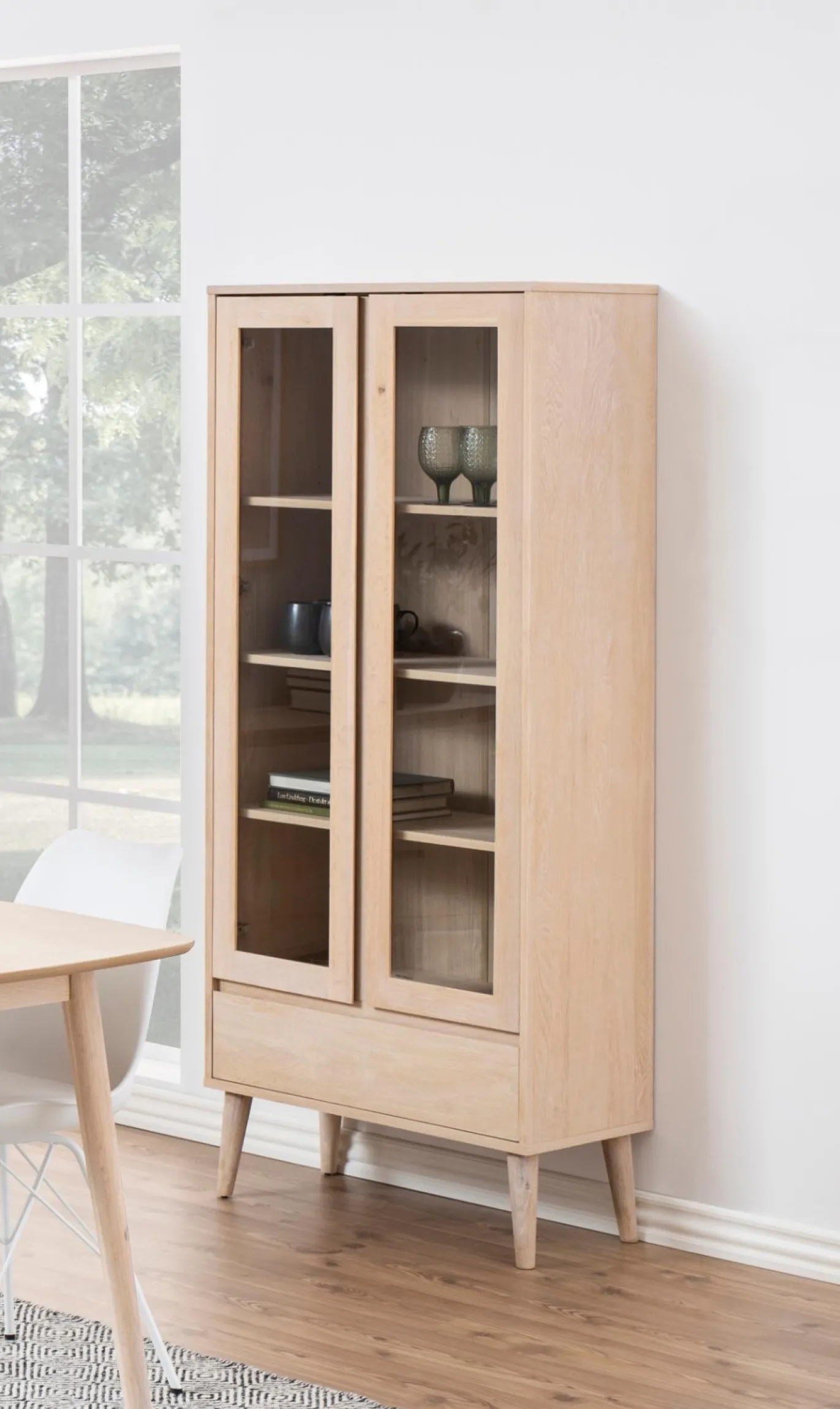 Vitrinekast Rosta Eikenfineer Wit 178cm - Giga Living