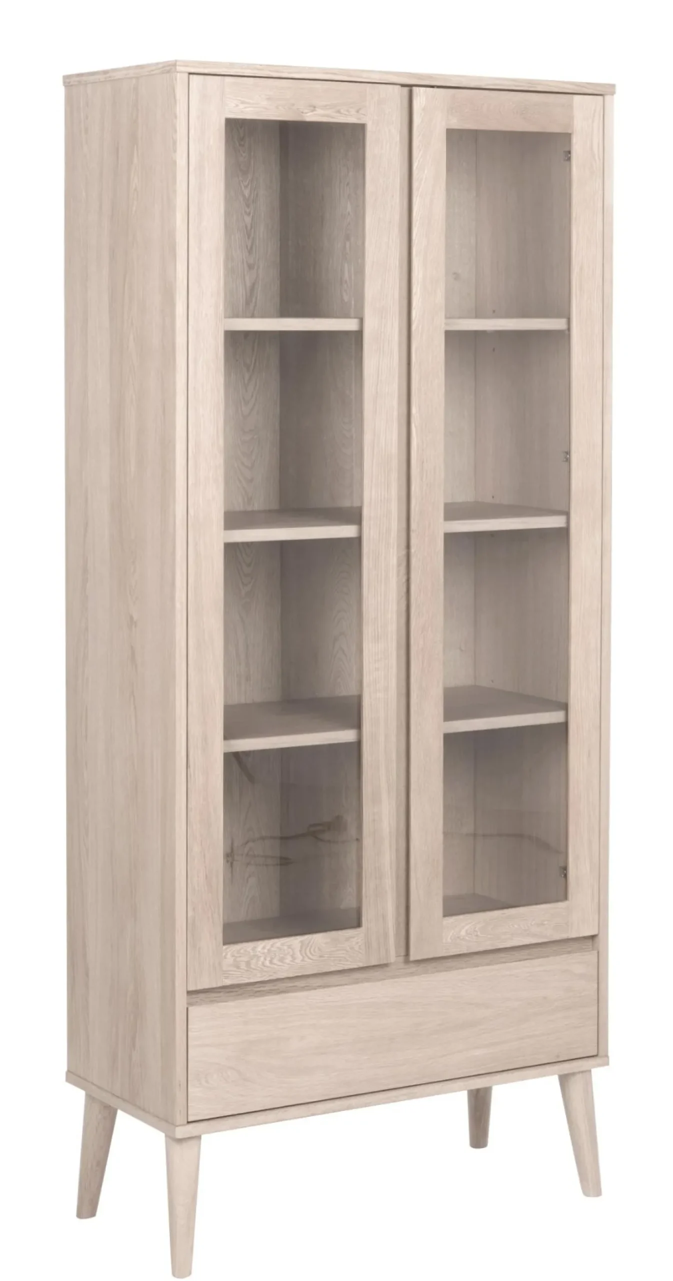 Vitrinekast Rosta Eikenfineer Wit 178cm - Giga Living