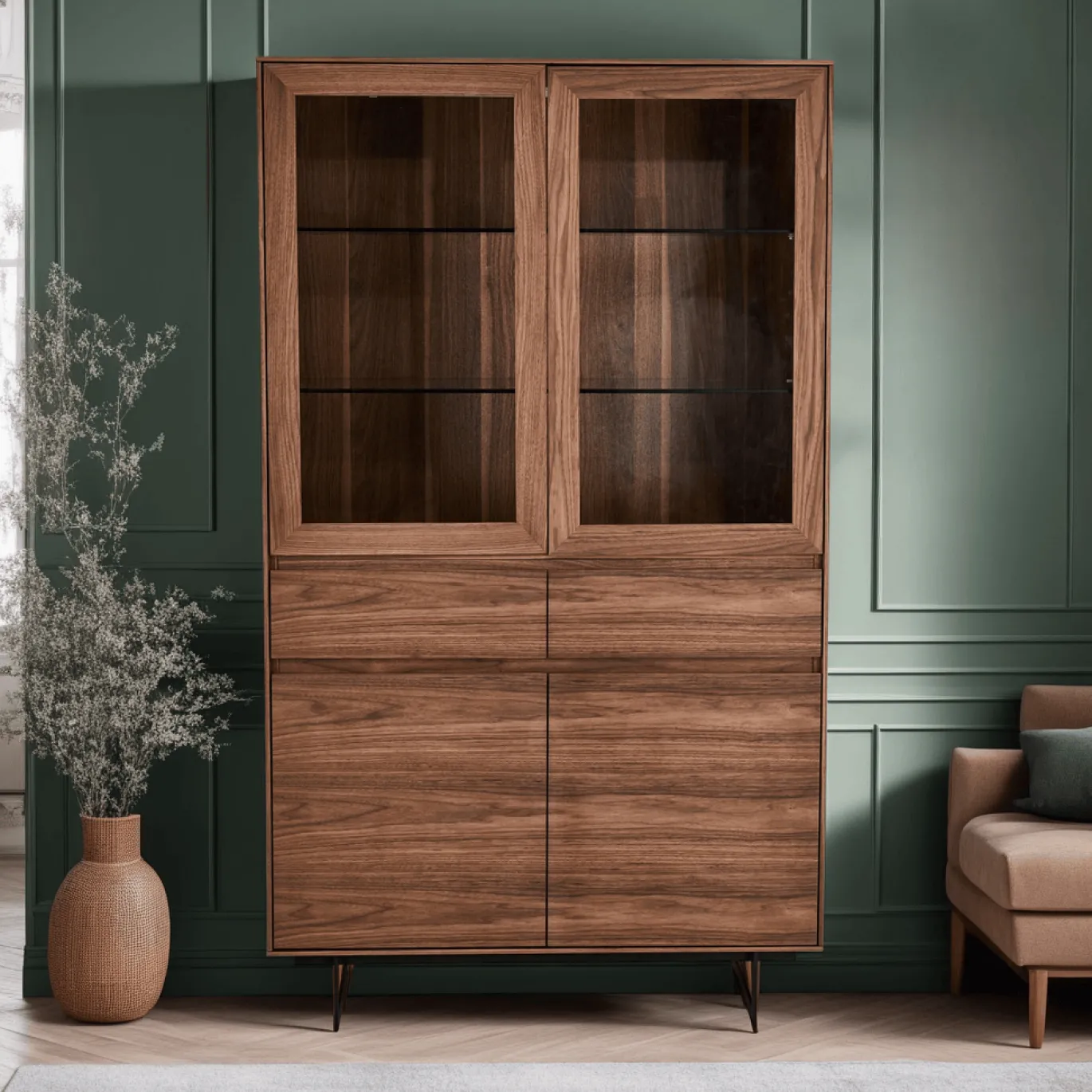 Vitrinekast Tokyo Walnoot 190cm - Giga Meubel