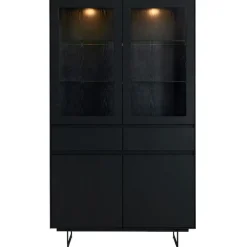Vitrinekast Tokyo Zwart 190cm - Giga Meubel