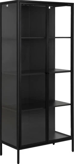 Vitrinekast Valencia Metal Zwart Groot - Giga Living