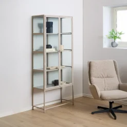 Vitrinekast Varven Melamine Grijs 185cm - Giga Living