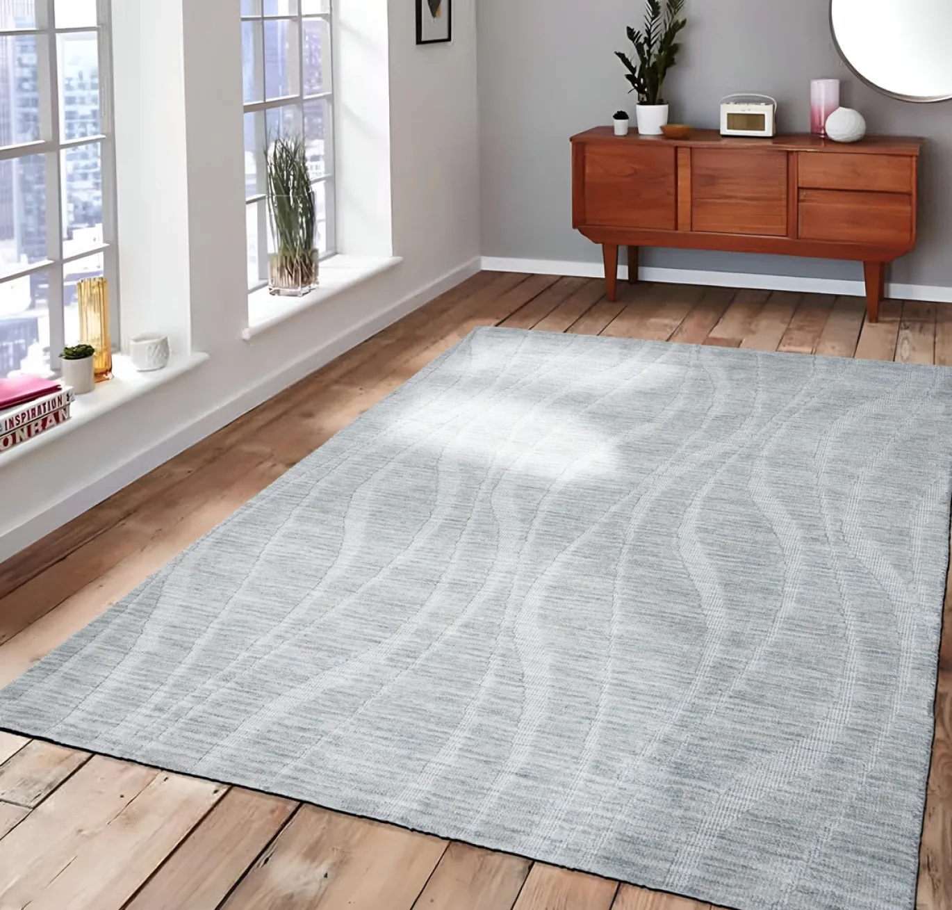 Vloerkleed Atmore Lichtgrijs 160x230cm - Giga Living