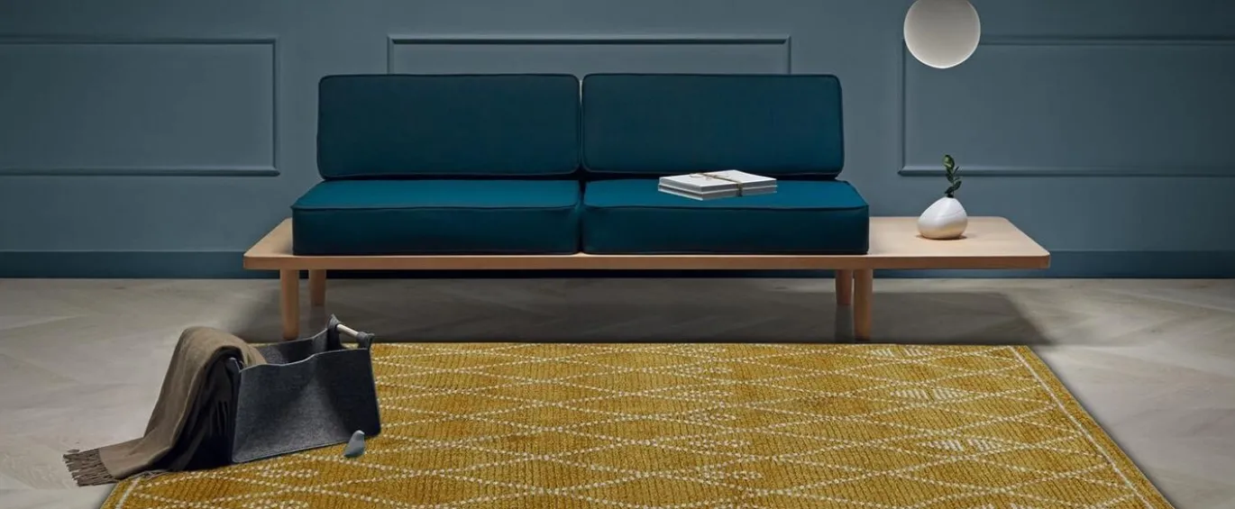 Vloerkleed Florence Geruit Mosterd 200x300cm - Giga Living