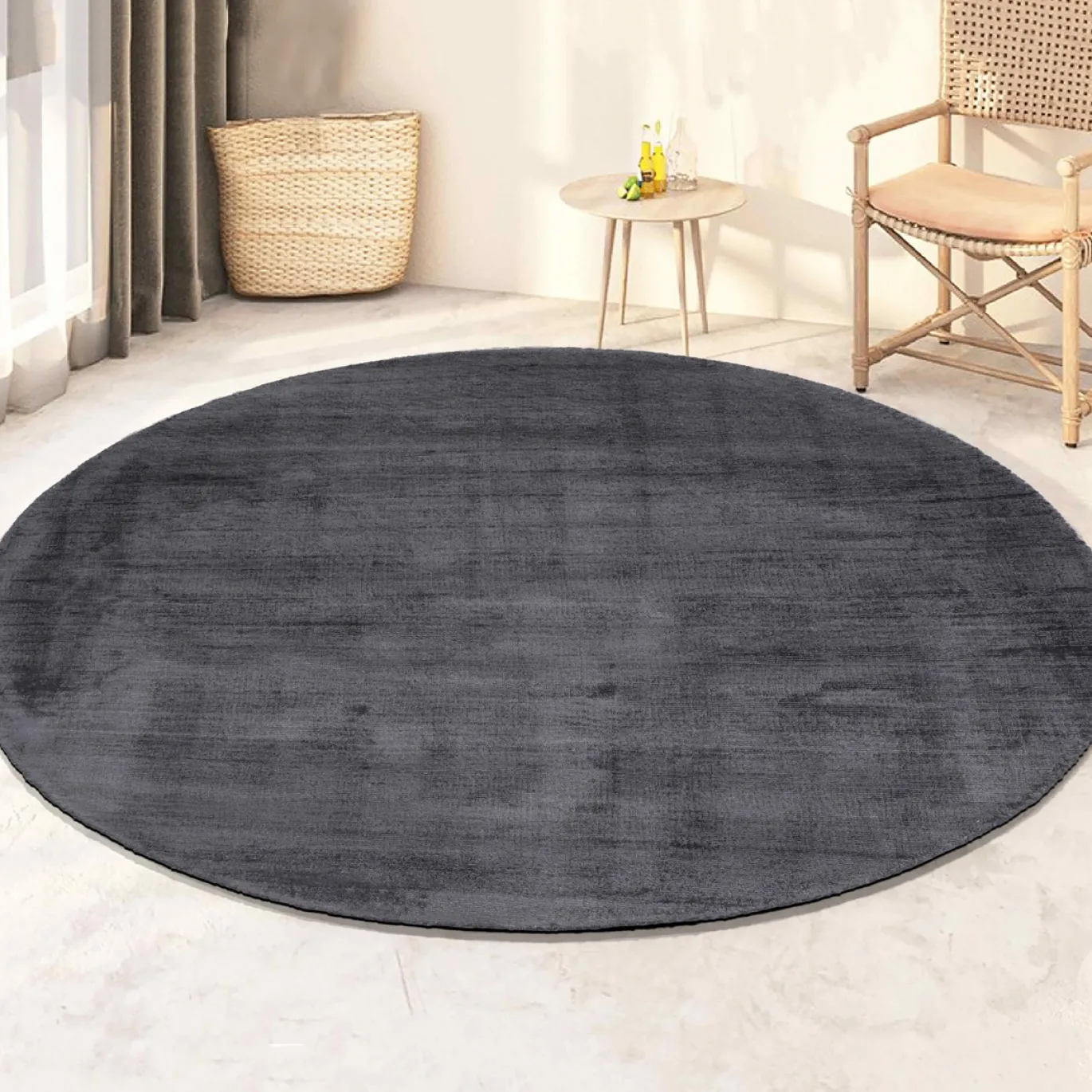 Vloerkleed Milan Königlich Donkergrijs Ø195cm - Giga Living
