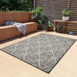 Vloerkleed Patio Ruit Zwart 135x230cm - Giga Living