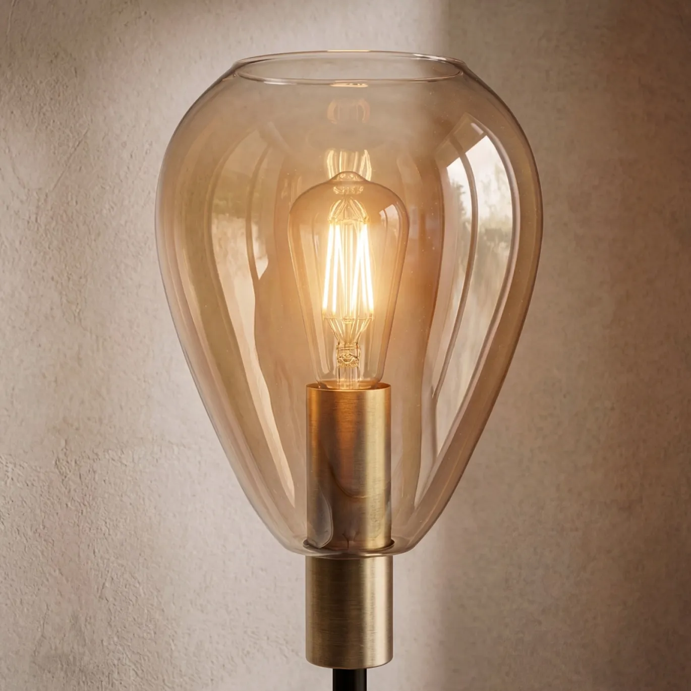 Vloerlamp Anita 1-Lichts Amber Glas - Giga Meubel