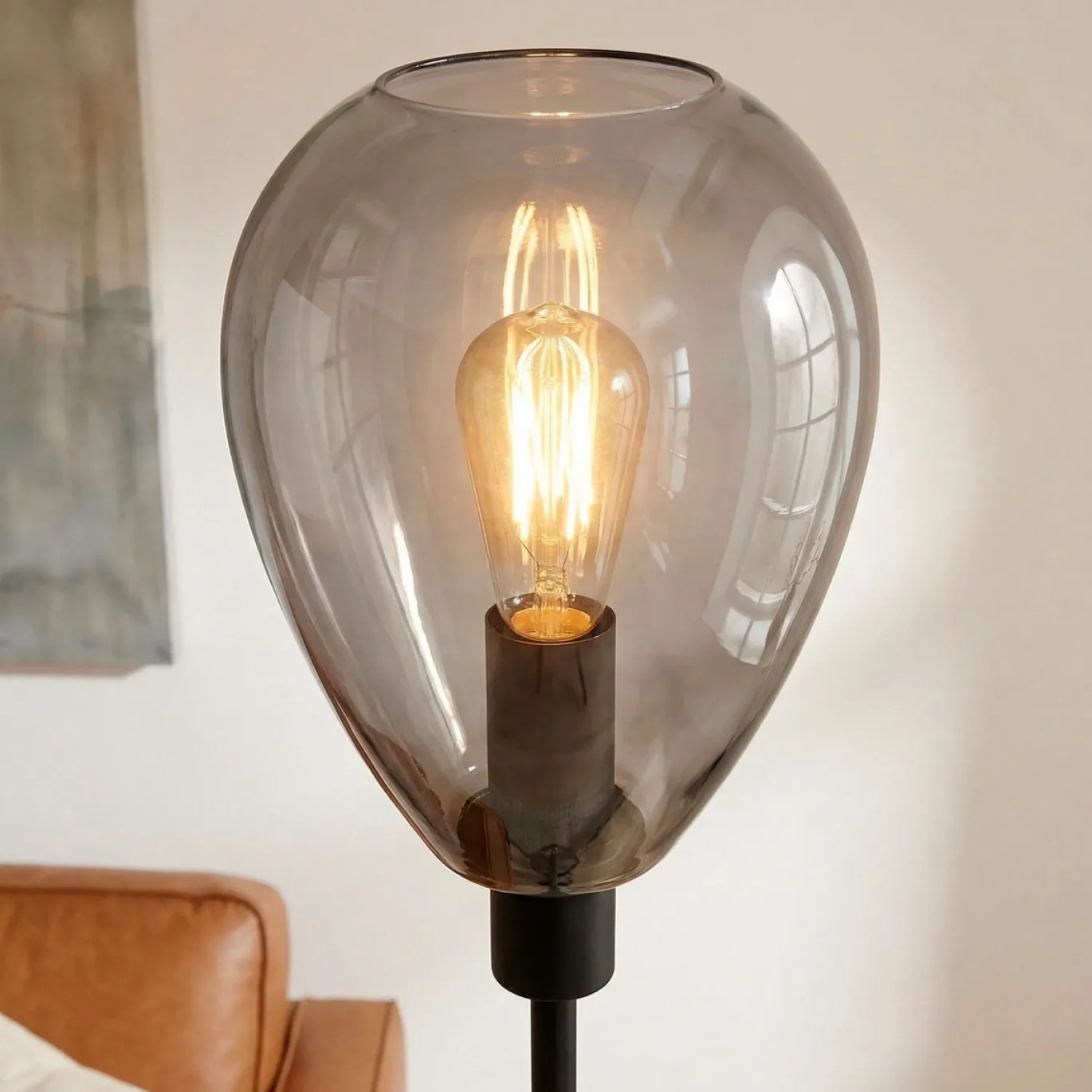 Vloerlamp Anita 1-Lichts Smoke Glas - Giga Meubel