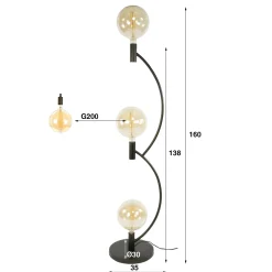 Vloerlamp Arcus 3-lichts Sienna Bruin - Giga Meubel
