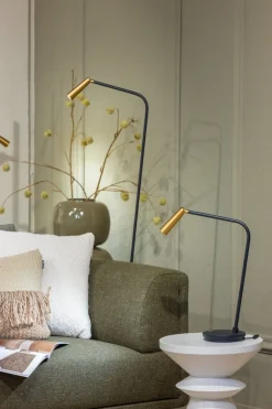 Vloerlamp Barry 1-Lichts Zwart/Messing - Giga Meubel
