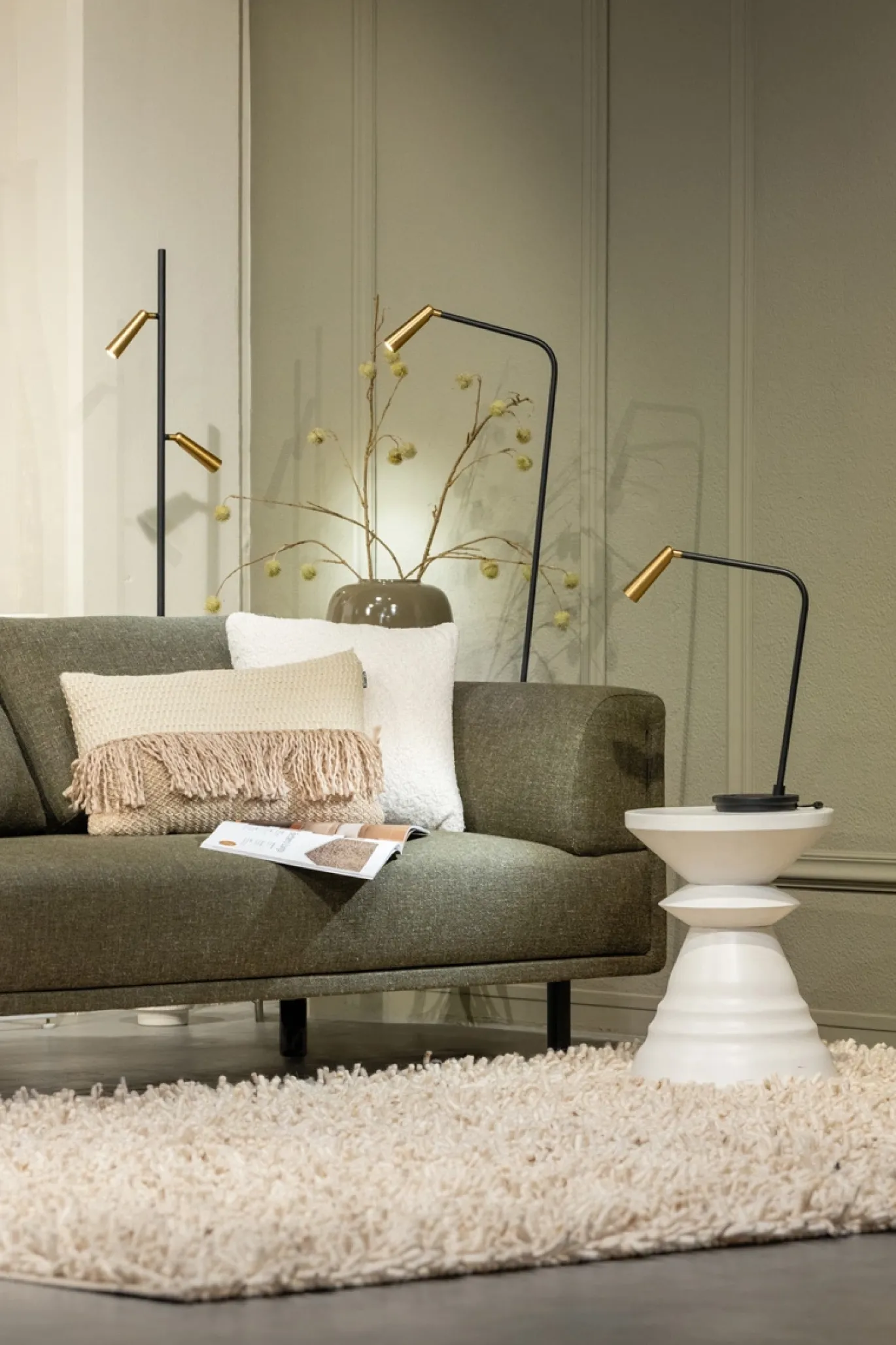Vloerlamp Barry 1-Lichts Zwart/Messing - Giga Meubel