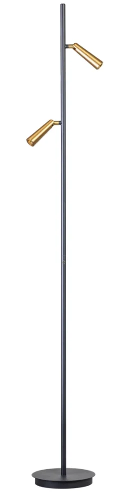 Vloerlamp Barry 2-Lichts Zwart/Messing - Giga Meubel
