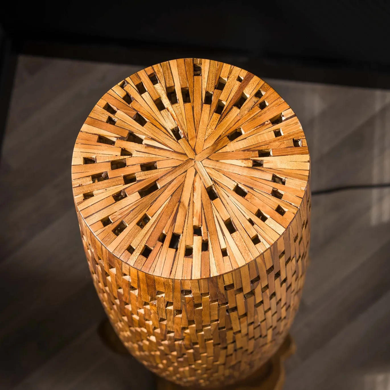 Vloerlamp Bars Gerecycled Teakhout Naturel M - Giga Meubel