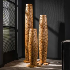Vloerlamp Bars Gerecycled Teakhout Naturel M - Giga Meubel