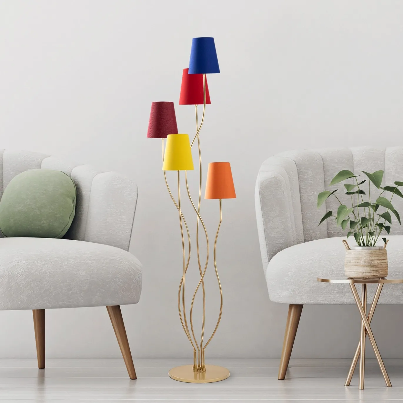 Vloerlamp Bonibon Regenboog/Goud