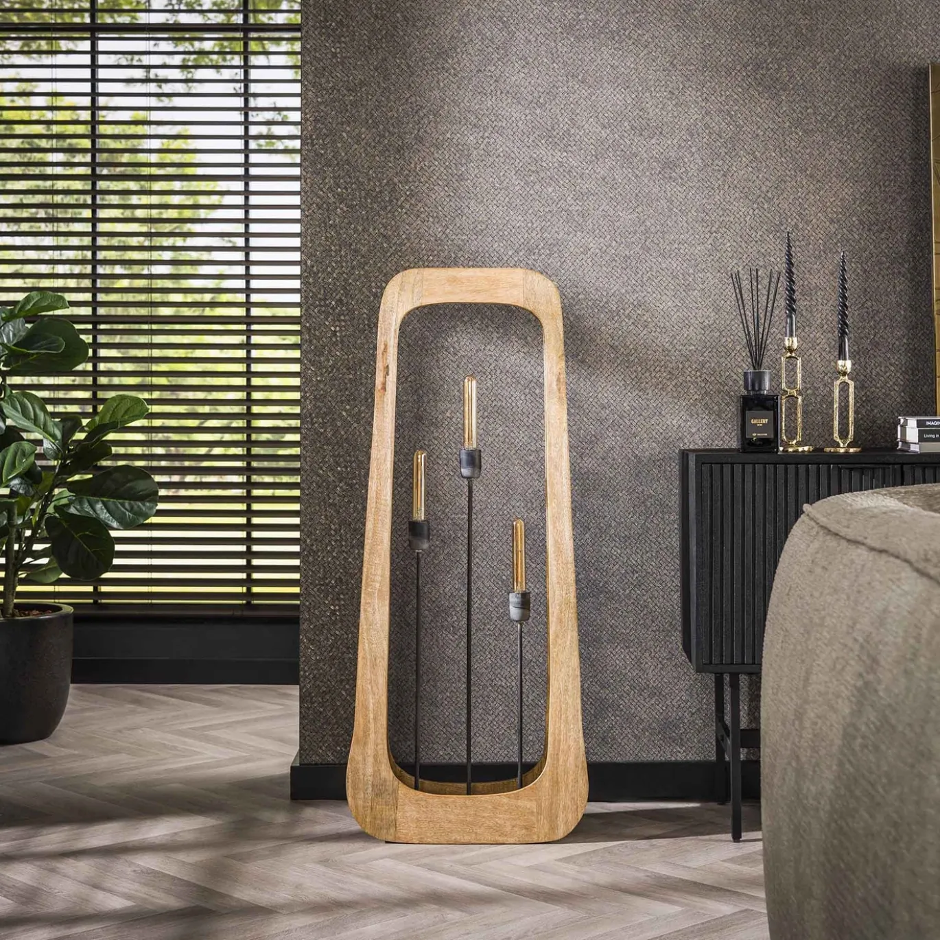 Vloerlamp Bray 3-Lichts Mangohout Naturel - Giga Meubel