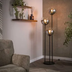 Vloerlamp Bubble Shaded 3-lichts Artic Zwart - Giga Meubel