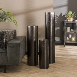 Vloerlamp Cilinder Ø20x60cm Zwart Nikkel