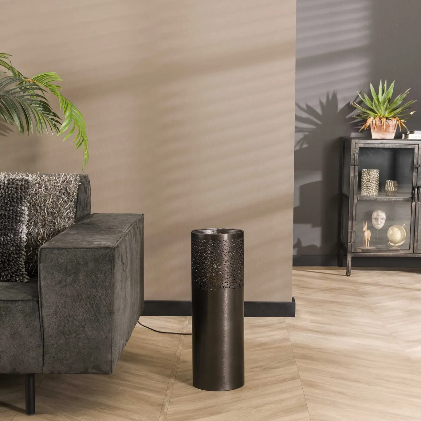 Vloerlamp Cilinder Ø20x60cm Zwart Nikkel
