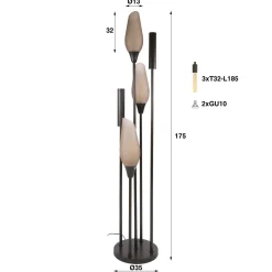 Vloerlamp Cocoon 5-lichts Sienna Bruin-frosted - Giga Meubel