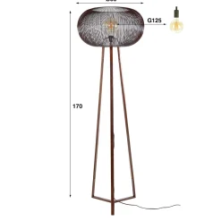 Vloerlamp Copper Twist Driepoot Zwart - Giga Meubel