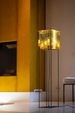 Vloerlamp Cube 1-Lichts Goud 130cm - Giga Meubel