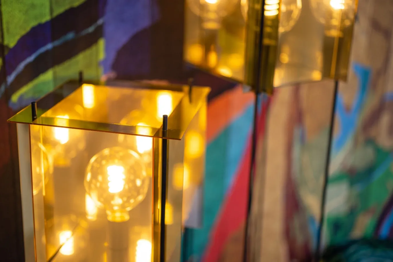 Vloerlamp Cube 1-Lichts Goud 130cm - Giga Meubel