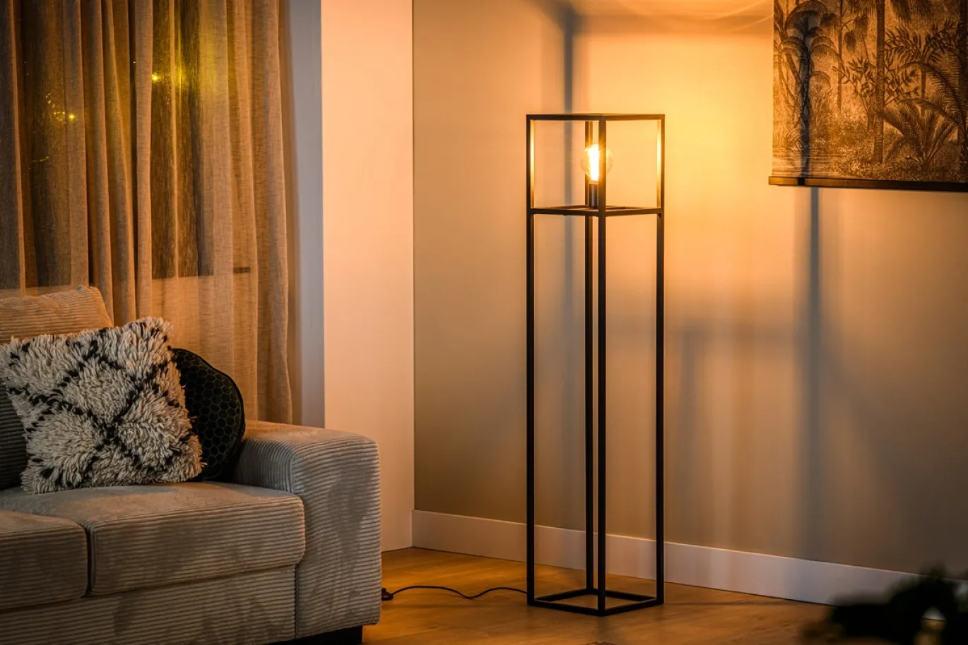 Vloerlamp Dave 1-Lichts Zwart - Giga Meubel