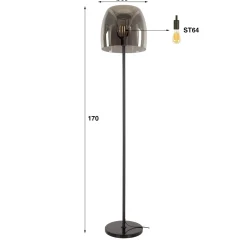 Vloerlamp Drift Glass 1-Lichts Smoke - Giga Meubel