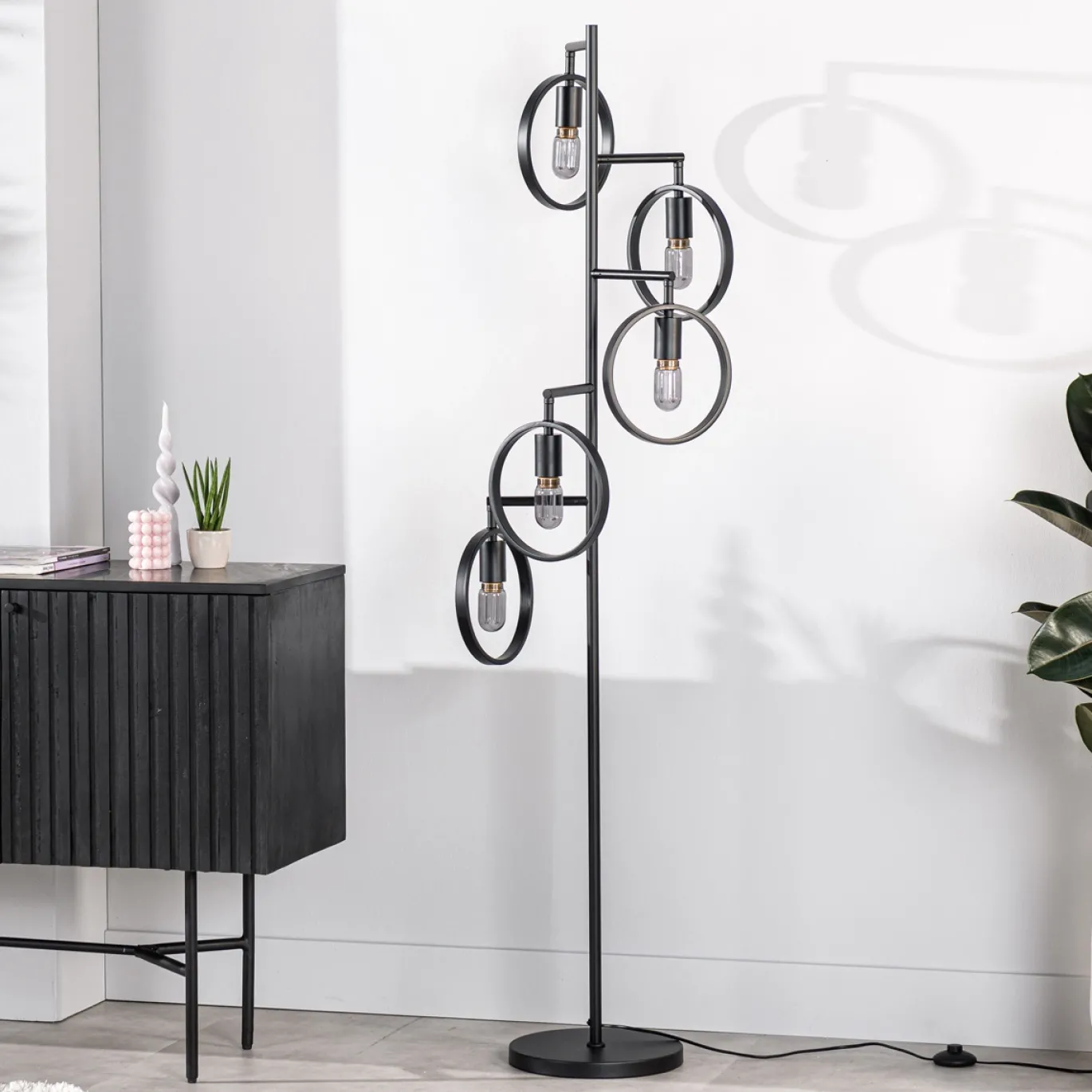 Vloerlamp Evi 5-Lichts Zwart - Giga Meubel