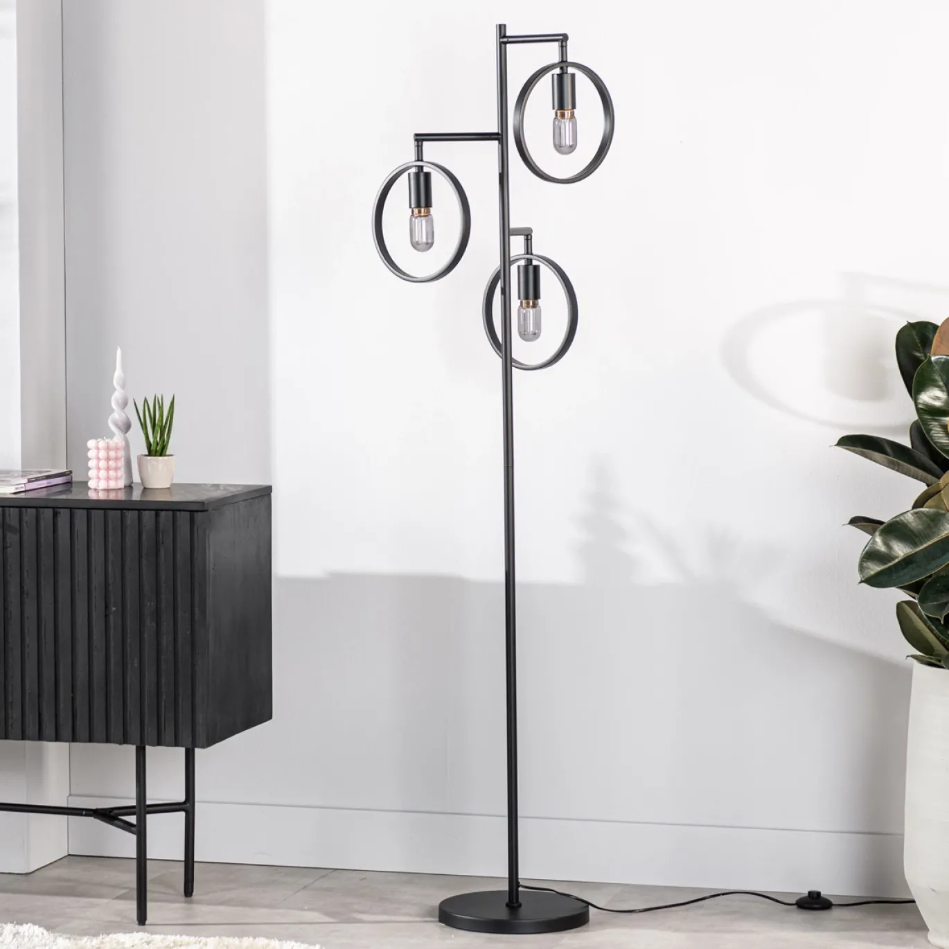 Vloerlamp Evi 3-Lichts Zwart - Giga Meubel