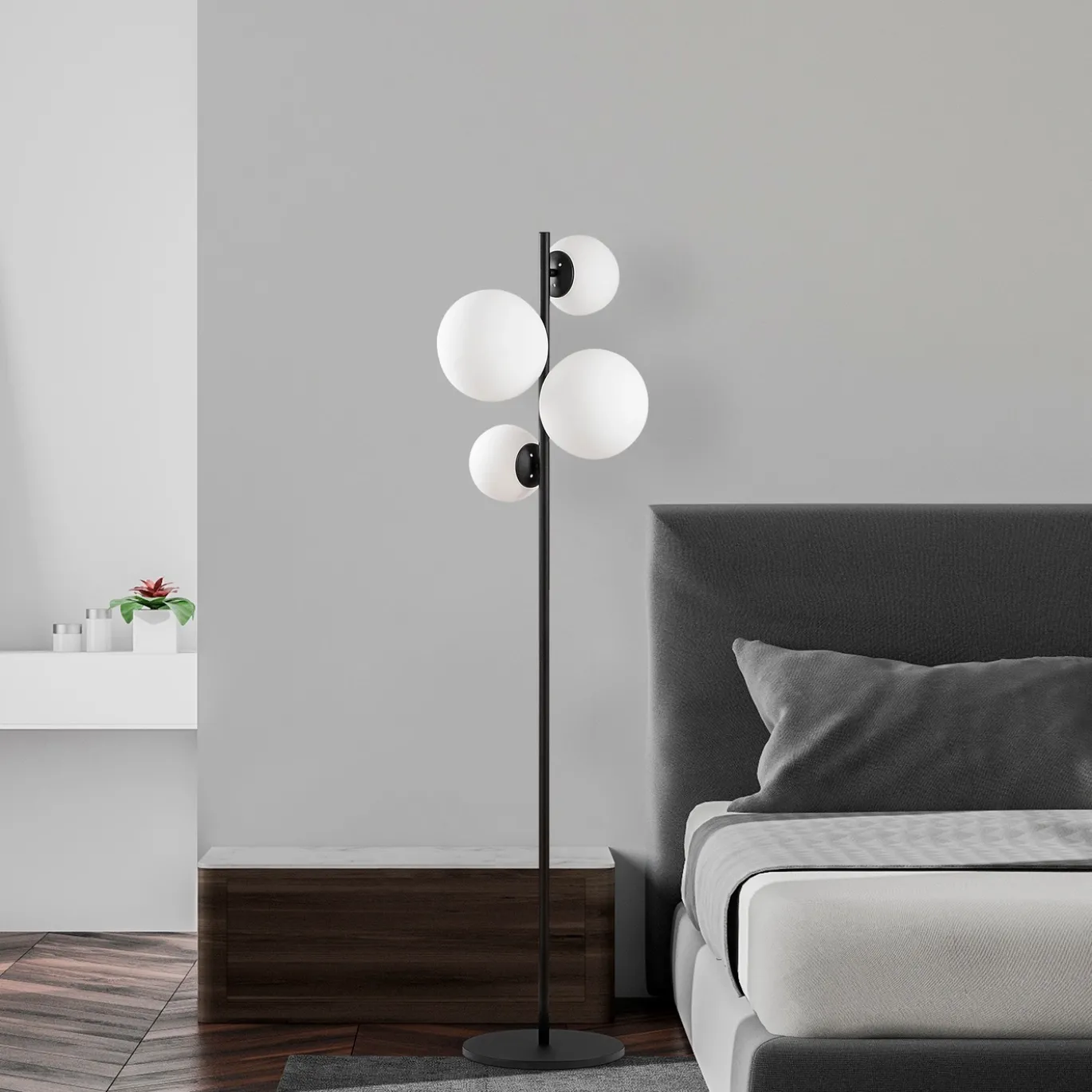 Vloerlamp Fazli 4-Lichts Zwart