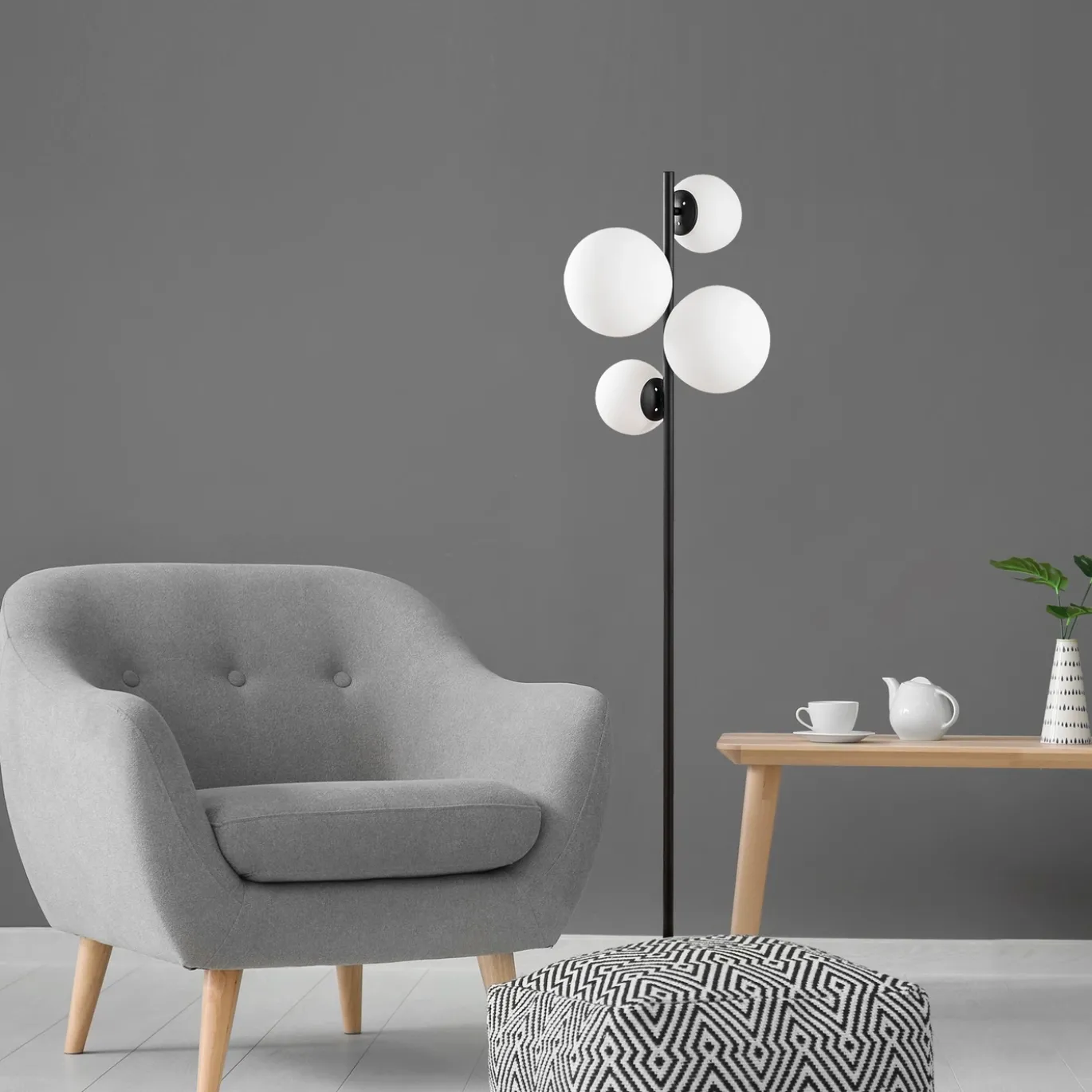 Vloerlamp Fazli 4-Lichts Zwart