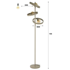 Vloerlamp Hover 3-lichts Beige - Giga Meubel